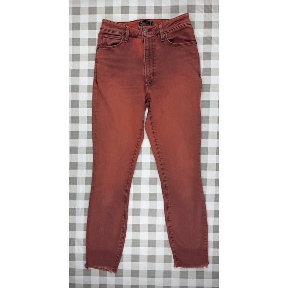 Abercrombie‎ Simone High Rise Ankle Jeans 26 Rust Raw Hem Crop Stretch